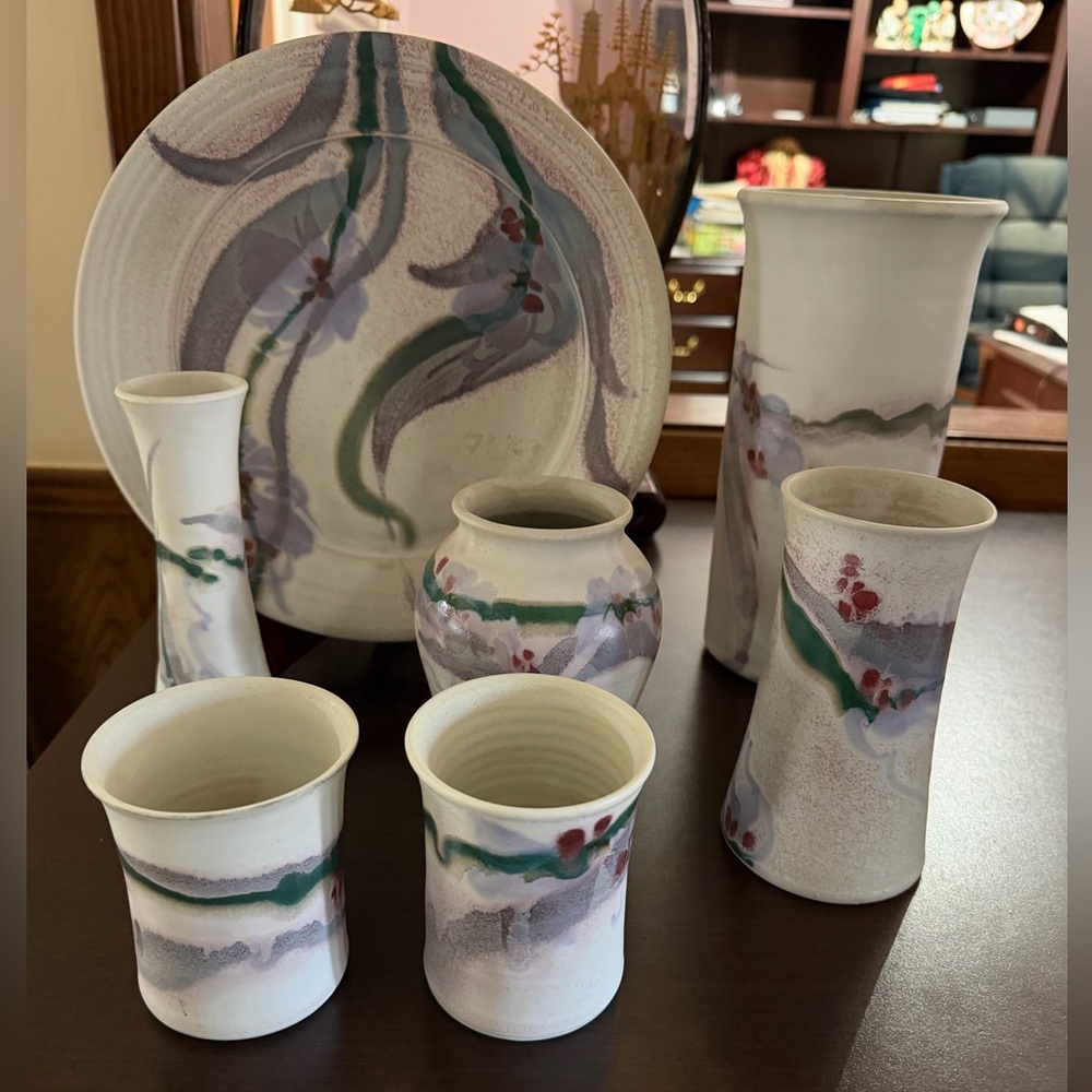 Elegant Ceramic Art Set with Floral Design